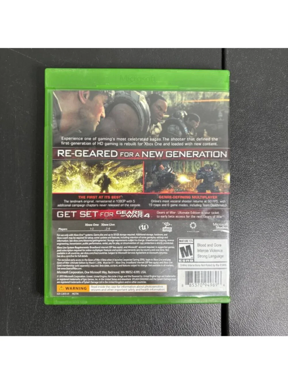 Gears Of War Ultimate Edition Xbox One Complete With Case Disc Manual & Sticker